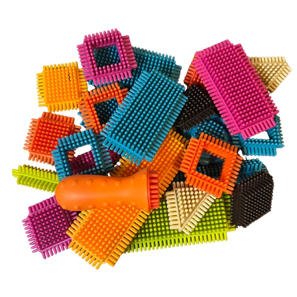 Bristle Blocks Building Toys - Colorful, Interlocking, Sensory - Lot of 24 Parts - Picture 2 of 5